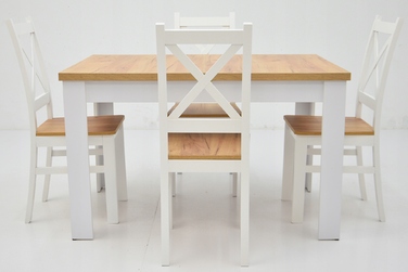 Комплект: розкладний стіл 80x140/180 та 4 стільці Krzyżak, колір дуб крафт