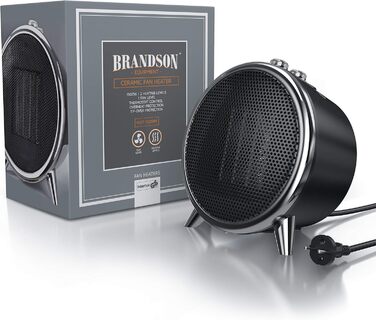 Керамічний електрообігрівач Brandson 1500 Вт для ванної, з терморегулятором, 2 режими, захист від перегріву і перекидання