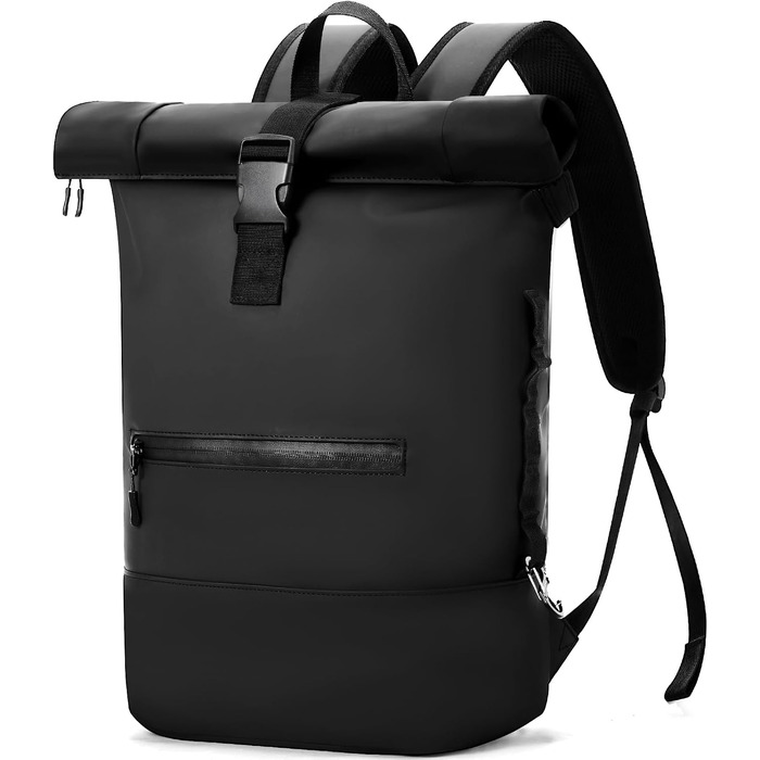 Водонепроникний рюкзак Rolltop для ноутбука, унісекс (чоловічий та жіночий), чорний, розмір L