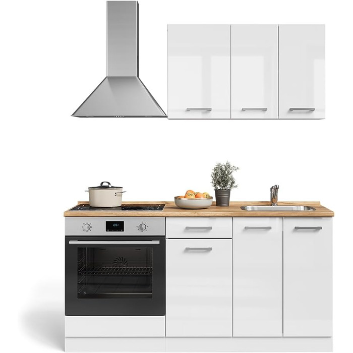 Кухонний гарнітур Vicco R-Line, Дуб Goldkraft/Антрацит, 160 см, з шафою під плиту, під мийку та вбудовування техніки (без стільниці)
