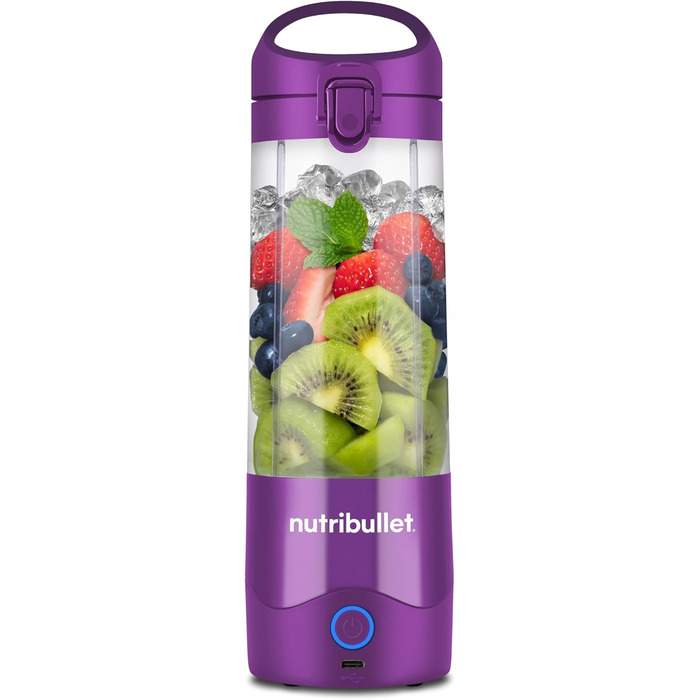 Портативний блендер nutribullet 475 мл, без BPA, USB-C, фіолетовий, багатофункціональний міксер для смузі