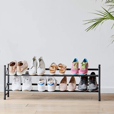 Металевий стелаж для взуття LOVE IT Store IT Loft, розсувний, 2-рівневий, матовий чорний, на 10 пар, стійкий, штабельований