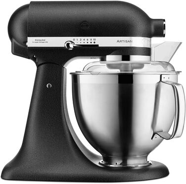 Кухонна машина KitchenAid Artisan: планетарний міксер з чашами 4.8 л та набором насадок із нержавіючої сталі, чорний чавун