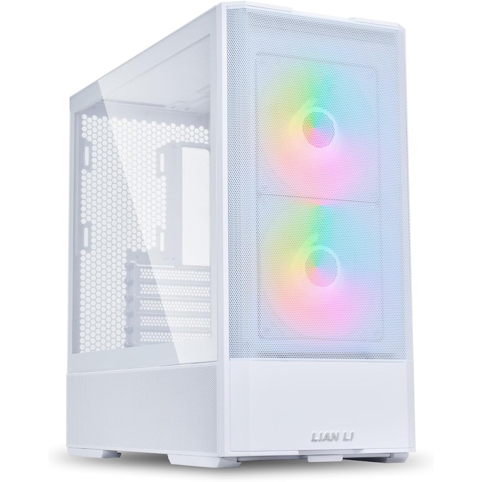 Lian Li LANCOOL 207 Білий ігровий корпус для ПК ATX, Midi Tower з RGB-підсвічуванням, підтримка відеокарт до 375 мм, радіатор до 360 мм, сталева конструкція, загартоване скло