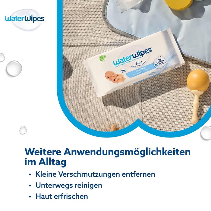 Дитячі вологі серветки WaterWipes Original, 99.9% води, гіпоалергенні, без віддушок, 1080 шт (18 пачок по 60 шт)