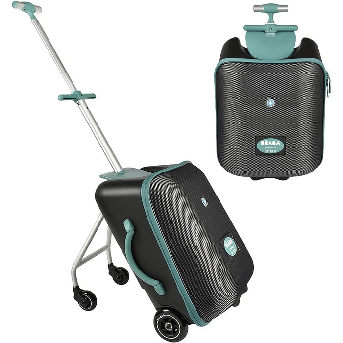 Дитяча валіза-самокат BÉABA & Micro Mobility Luggage Eazy, 2-в-1, з сидінням, для дітей від 4 років, розширювана, 22 л, багато відділень, синя