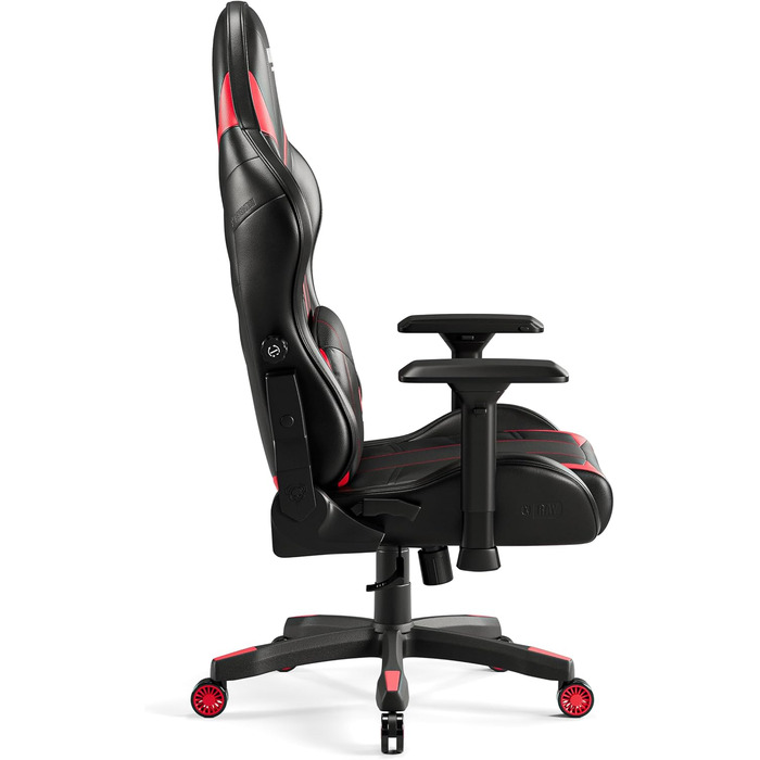 Ігрове крісло Diablo X-Ray King XL, ергономічне, штучна шкіра, чорний/червоний, 4D підлокітники, офісне, з перфорацією та гойданням