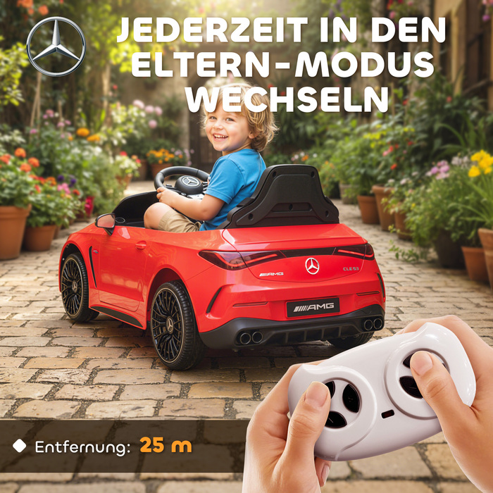 Електромобіль для дітей Kinder, дизайн Mercedes-Benz, двигун 12V, пульт дистанційного керування, світлодіодні фари, музика, для дітей віком 3-6 років, червоний
