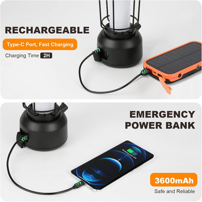 Ретро LED кемпінговий ліхтар Diealles Shine, акумулятор 3600 мА·год, USB-C, 900 люменів, димер, для вулиці, аварій та декору