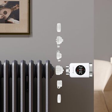 Розумний термостат для радіатора SALCAR TRV801W WiFi LCD, сумісний з Alexa та Google Home, Tuya Smart, без шлюзу