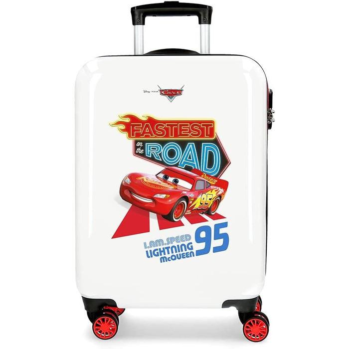 Дитяча валіза Disney Cars, жорсткий кейс ABS, 34x55x20 см, 32 л, 2,5 кг, 4 подвійних колеса, кодовий замок, ручна поклажа, мультиколор