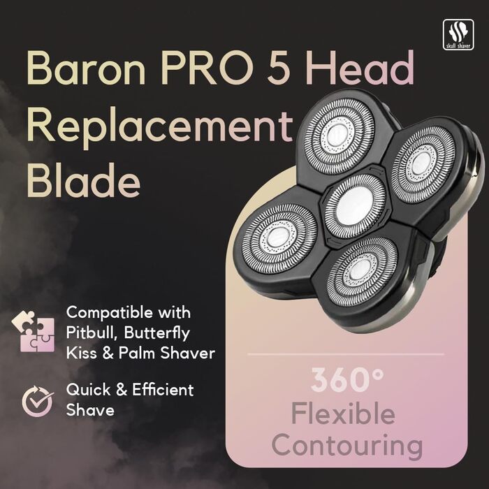 Запасні леза для бритви Skull Shaver Baron (5 голівок) для моделей Pitbull, Palm та Butterfly Kiss, для чутливої шкіри