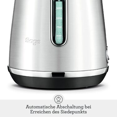 Електрочайник Sage Soft Top Luxe 1,7 л, чорний нержавіючий, швидке закипання, бездротовий