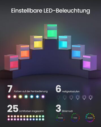 VASAGLE приліжковий столик з регульованим LED-підсвічуванням, розетками, USB, шухлядою, сучасний, для спальні та вітальні, білий хмарний LET618T15