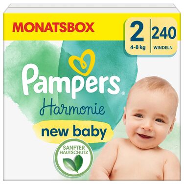 Підгузки Pampers Harmonie розмір 2 (4-8 кг), гіпоалергічні з рослинними компонентами, 240 шт.