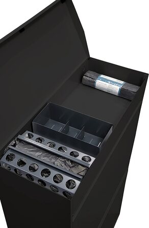 ARREGUI Top CR626-B Система сортування сміття з нержавіючої сталі з кришкою, 4-секційний кухонний смітник, знімні внутрішні відра з ручками, 4x17 л (68 л), чорний