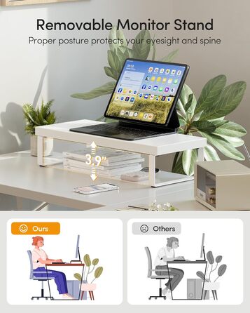 Ігровий кутовий стіл CubiCubi 170x120 см, білий, з моніторною підставкою, простий монтаж, просторий комп'ютерний стіл L-подібний для геймерів
