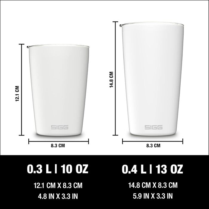 Кружка SIGG Neso Pure Ceram з кришкою Tritan, нержавіюча сталь 18/8, 0.3L/0.4L, миється в посудомийній машині, BPA-free