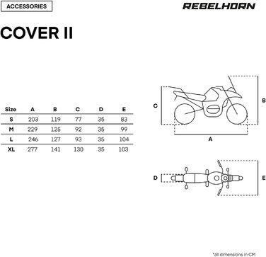 Чохол для мотоцикла REBELHORN Cover II XL, поліестер, антивандальний, з отворами для замка, гумка, чорний
