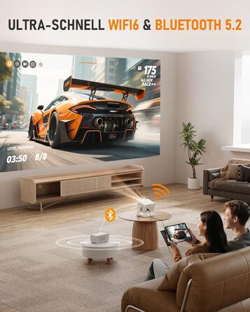 Міні проєктор Smart Beamer A-27000L: Full HD 1080P, WiFi6, Bluetooth, Netflix, 4K, Автофокус, для дому та на вулицю