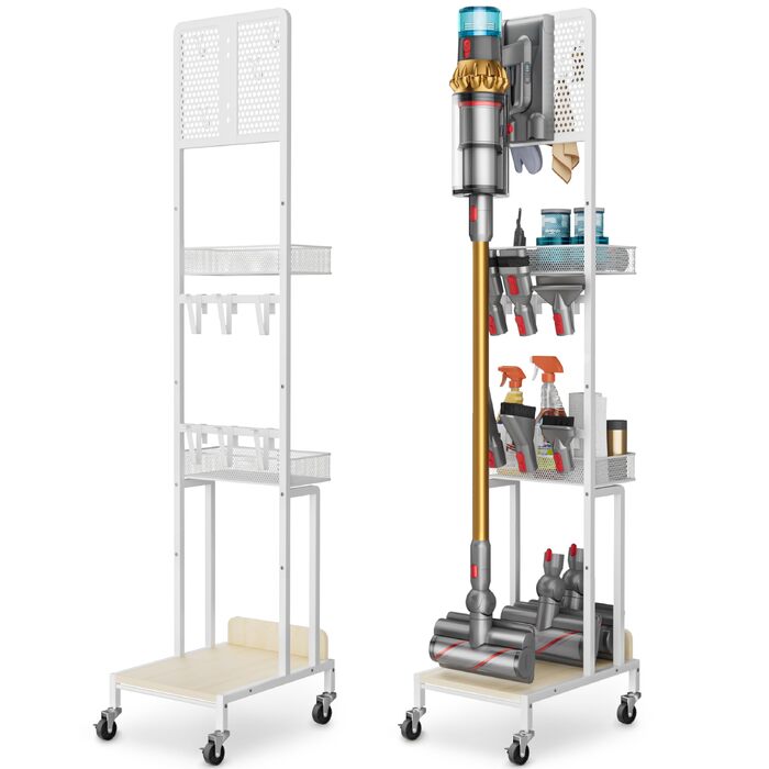 Підставка для пилососа Dyson V15, V12, V11, V10, V8, V7, V6 Gen5 з тримачем для насадок - біла