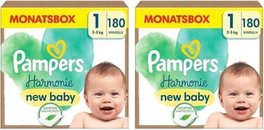Дитячі підгузки Pampers Harmonie розмір 1 (2-5 кг), гіпоалергенні, на рослинній основі, 180 шт