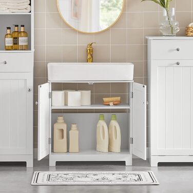 Тумба під умивальник SoBuy BZR18-W, біла, для ванної, 60x60x29 см