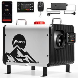 Автономний дизельний обігрівач повітря HCALORY 8кВт, 12V/24V DC та 220-240V AC з керуванням через додаток APP та адаптером, білий