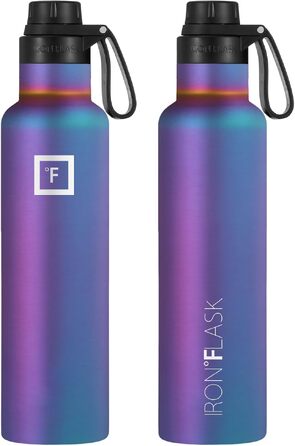 Термофляга IRON °FLASK Edelstahl 710 мл Aurora: Металева пляшка для води з 3 кришками, ізольована, не протікає, для спорту, школи, фітнесу, кемпінгу