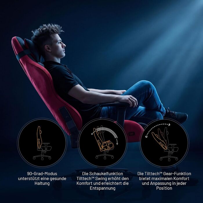 Ігрове крісло Diablo Gaming тканинне для дітей та підлітків, з 3D-підлокітниками, розмір L, колір Bloody Mary