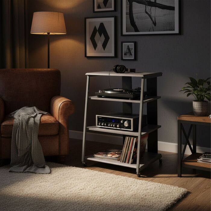 Стеллаж Relaxdays для Hi-Fi апаратури з 4 полицями
