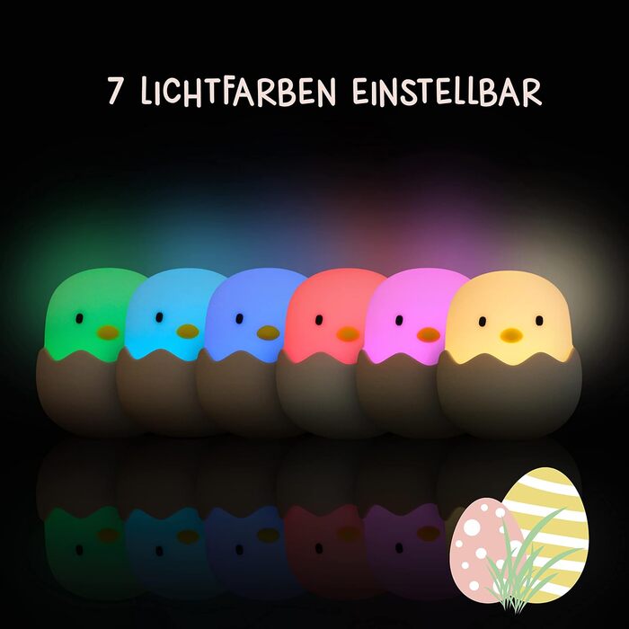 Дитячий LED нічник MegaLight Eggy Egg з димером, сенсорним керуванням, USB-зарядкою, без дрібних деталей, нічна лампа для малюків