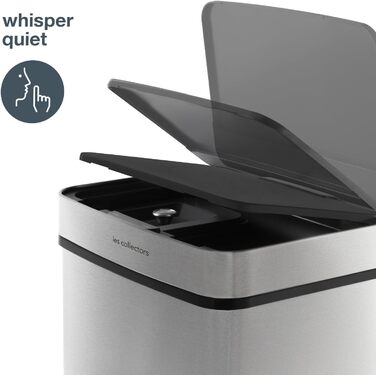 Сміттєвий бак Les Collectors з нержавіючої сталі, 69 л, 3 відсіки (47+11+11 л), автоматичне відкриття, інфрачервоний датчик, тиха закриття, дизайн з нержавіючої сталі
