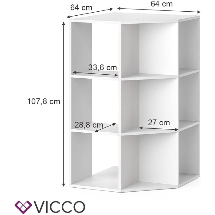 Дитяча книжкова полиця Vicco Luigi, біла, 64x107.8 см, без коробок для зберігання