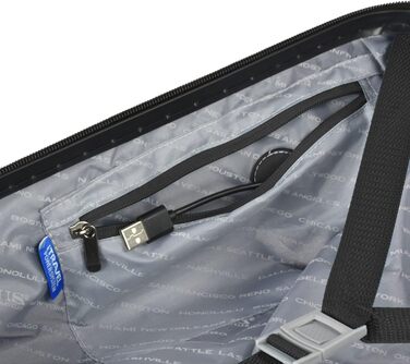 Жорсткий валіза U.S. Traveler Boren 22'' з полікарбонату, чорний, з USB, 8 спінінг-коліс, алюмінієва ручка, для ручної поклажі