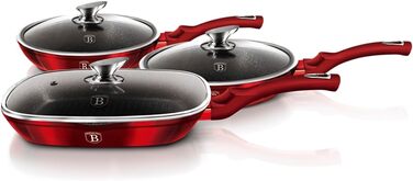 Набір сковорідок Berlinger Haus BH/6189, 6 шт, Metallic Line Burgundy, антипригарне покриття