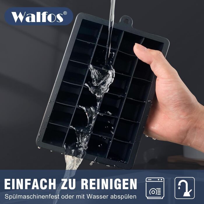 Контейнер для морозива Walfos® 1.5л, 2 шт. + форма для льоду (24 комірки) – багаторазовий, силіконовий, для дому