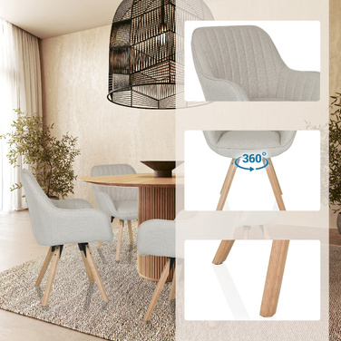 Стілець обідній/гостьовий SCANDI SOFT, оббивка тканина, колір кремовий, hjh LIVING
