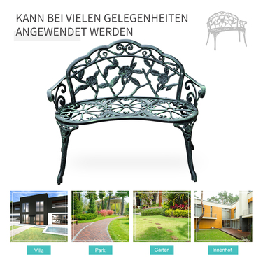 Outsunny Garden Лавка Паркова лавка Лавка Лавка Садові меблі 2-місна металева 100 x 54 x 78 см
