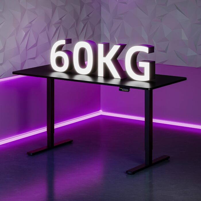 SANODESK електричний стіл для геймінгу, 160x60 см, регульована висота, пам'ять, гачок, чорний