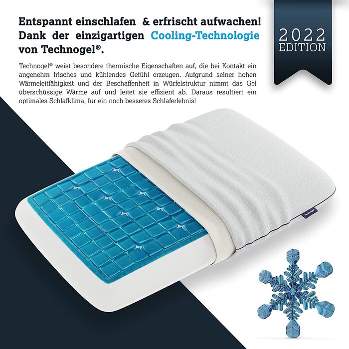 Ортопедична подушка для шиї Technogel New Generation Deluxe з гелем, антибактеріальна, для спини та бокового сну, з наволочкою