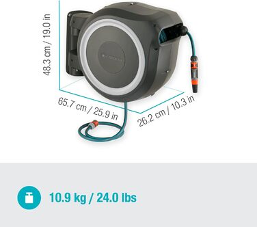 Gardena Wand-Schlauchbox RollUp M 20м: Автоматичний садовий шланг з намотувачем для поливу, кріплення на стіну, з пістолетом та 20м шлангом Gardena (18612-60)
