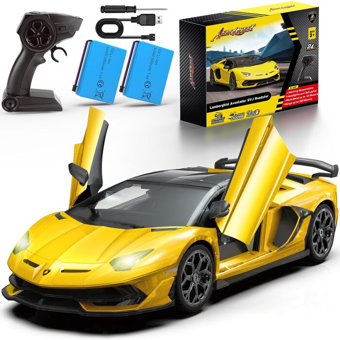 Радіокерований автомобіль Lamborghini 2.4GHz, офіційна ліцензія, жовтий колір - іграшка для хлопчиків та дівчаток, подарунок на день народження
