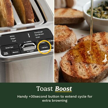 Тостер Cuisinart Smart Elite 2-слотовий | Нержавіюча сталь | Для хліба ручної роботи | Функція пам'яті | Підйомний механізм QuickView | Режими для бутербродів, підігріву та розморожування