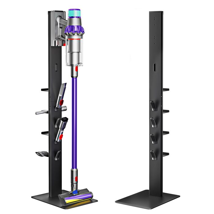 Тримач для пилососа PEGZONE для Dyson (Gen5, V15, V12, V11, V10, V8, V7, V6) — настінний органайзер для насадок з 4 гачками та 4 полицями, чорний