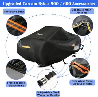 Водонепроникний чохол для Can-Am Ryker 600/900/Sport/Rally, міцний 420D, повна захисна накидка з водостійкими швами, аксесуар для мотоцикла, розмір 264x167x114 см