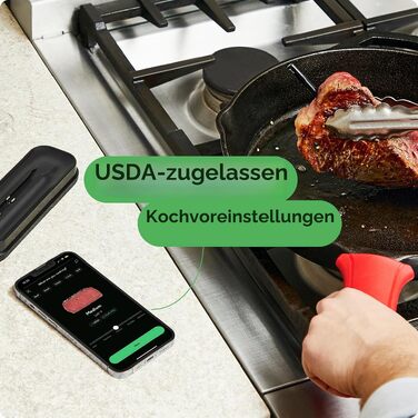 Розумний бездротовий термометр для м'яса Chef iQ з ультратонким щупом, Bluetooth цифровий харчовий термометр з хабом та 1 щупом для дистанційного моніторингу (2023)