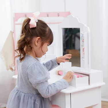 Дитячий туалетний столик Fantasy Fields Little Princess Anna білий з дзеркалом, шухлядами та стільчиком