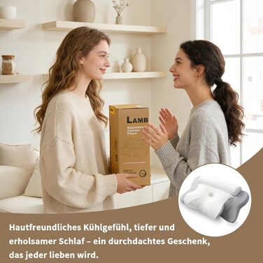 Подушка з піни Memory Foam для сну на боці LAMB, ортопедична подушка для шиї та голови, сіра