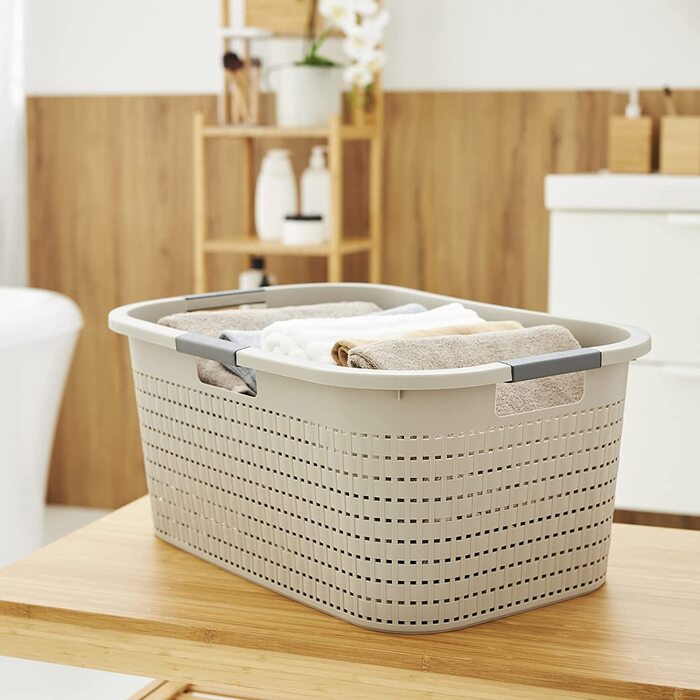 Пластиковий кошик для білизни Rotho Country 40 л, BPA-free, бежевий